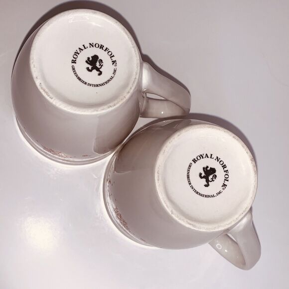 2 Royal Norfolk Winter White with Pink Snowflakes Coffee Mugs Hot Chocolate EUC - Picture 7 of 9